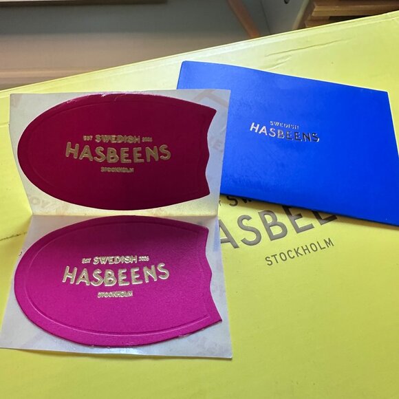 NWB Swedish Hasbeens Dagny Cognac Croc Leather Clogs Wooden Heels Womens Size 38 - Picture 8 of 9